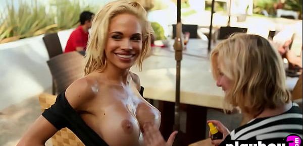  Hot blonde babe with perfect big boobs Dani Mathers showed her sweet pussy